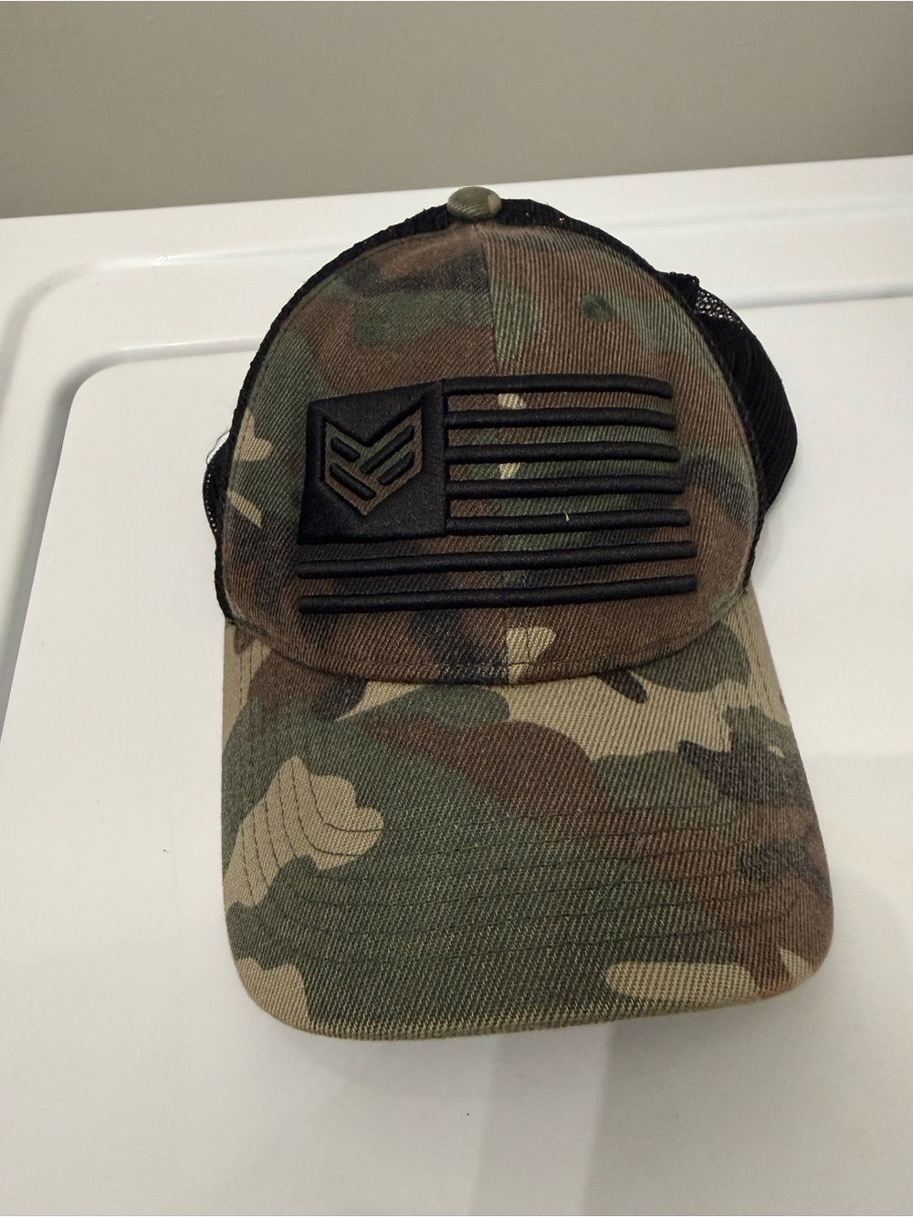 🥳 5 for $25 BUNDLE Men’s Camo Trucker Hat with Black Patch - Casual Military